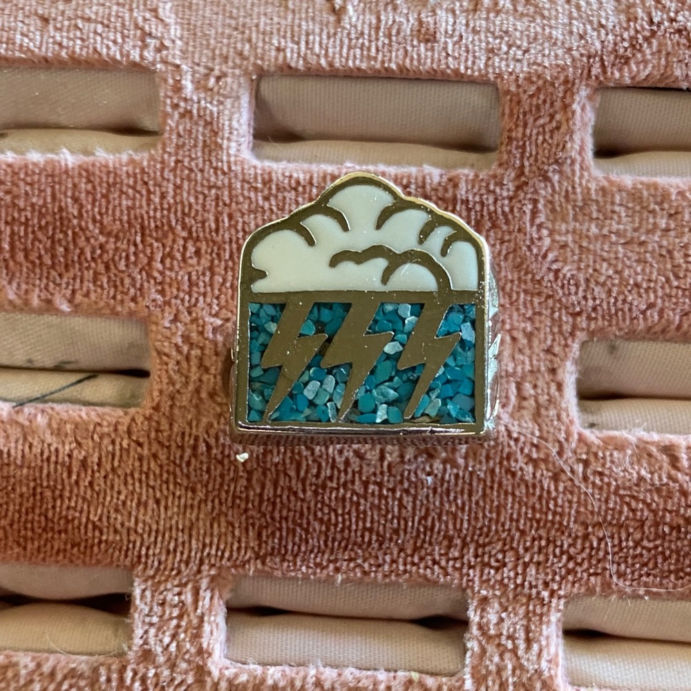 Cloud and Lightning Enamel Ring